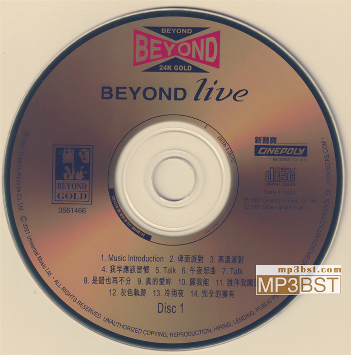 BEYOND《Beyond Live 1991_2CD》24KGold系列[整轨WAV/320K-mp3]